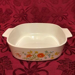Vintage Corning ware 2 quart Baking Dish Wild Flowers Pattern A - 2 - B